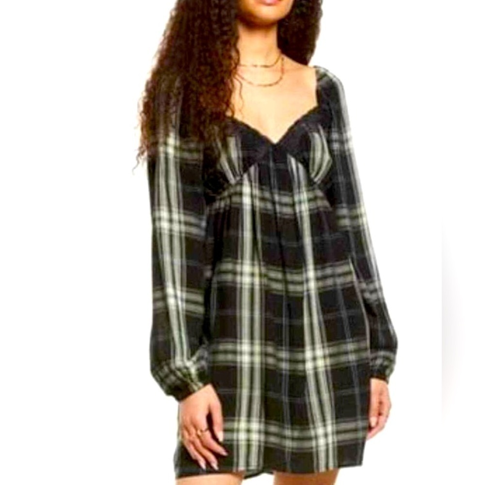 BP Black and Green Plaid Dress NWT